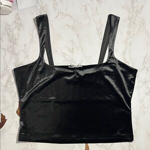 Wild Fable Black Velvet Crop Top
